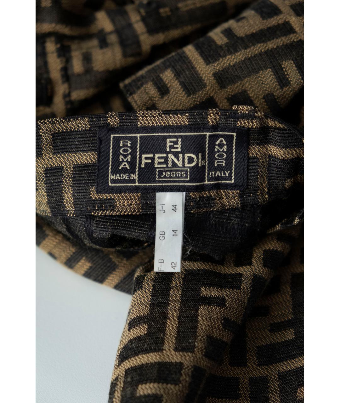 FENDI Горчичные полиэстеровые брюки узкие, фото 7