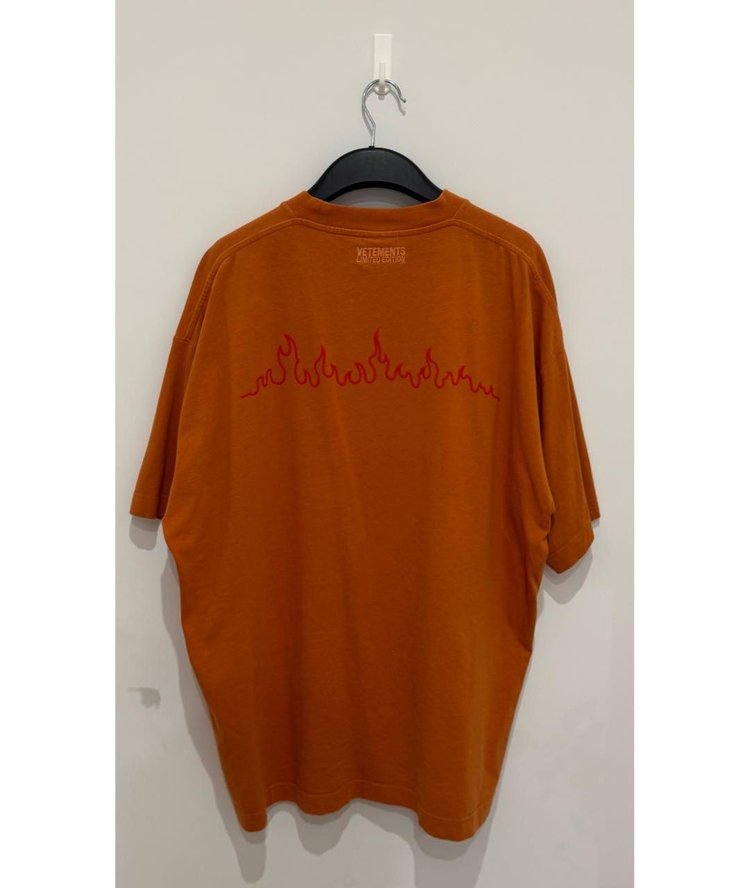 VETEMENTS Оранжевая хлопковая футболка, фото 4