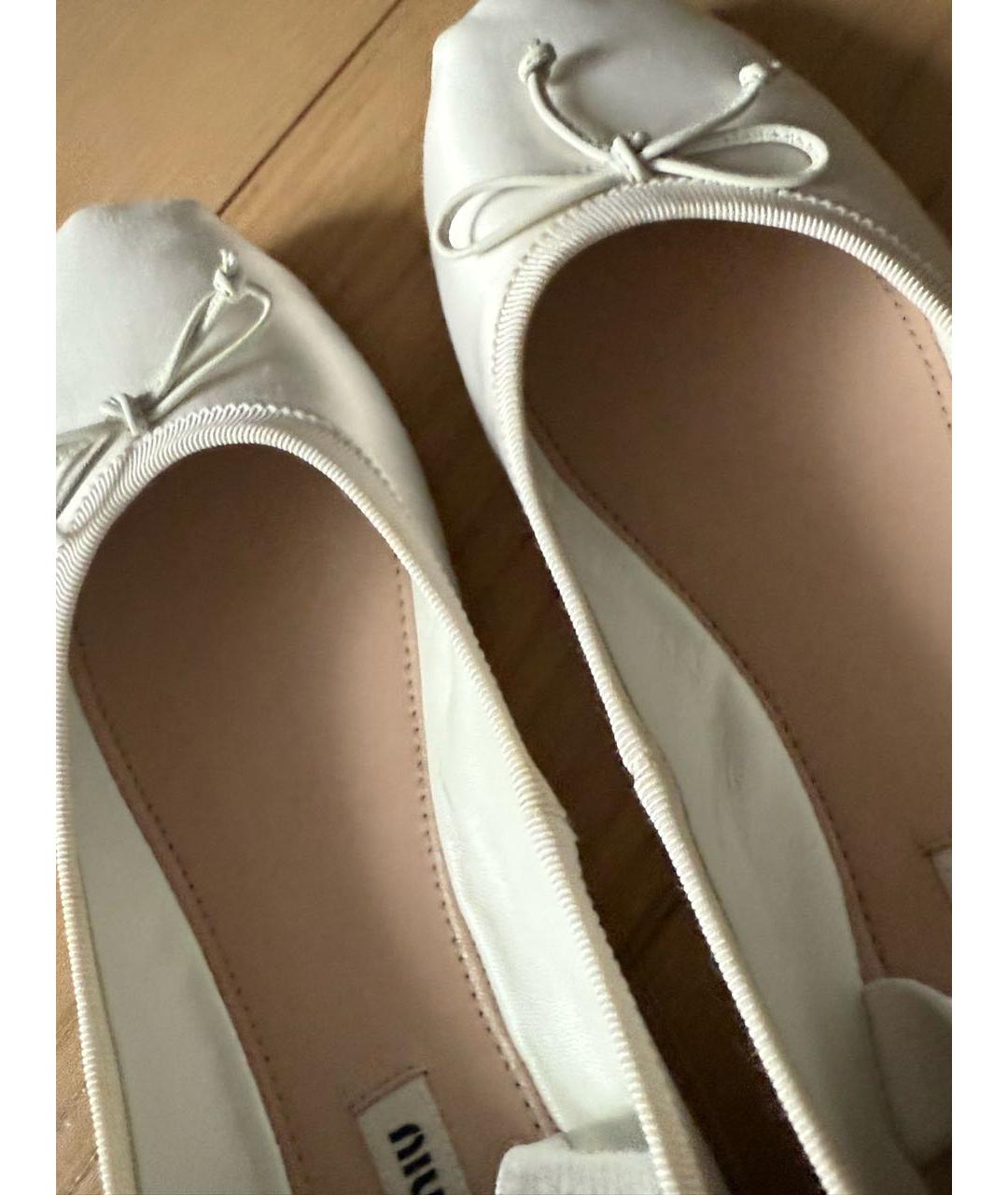 MIU MIU Белые текстильные балетки, фото 7