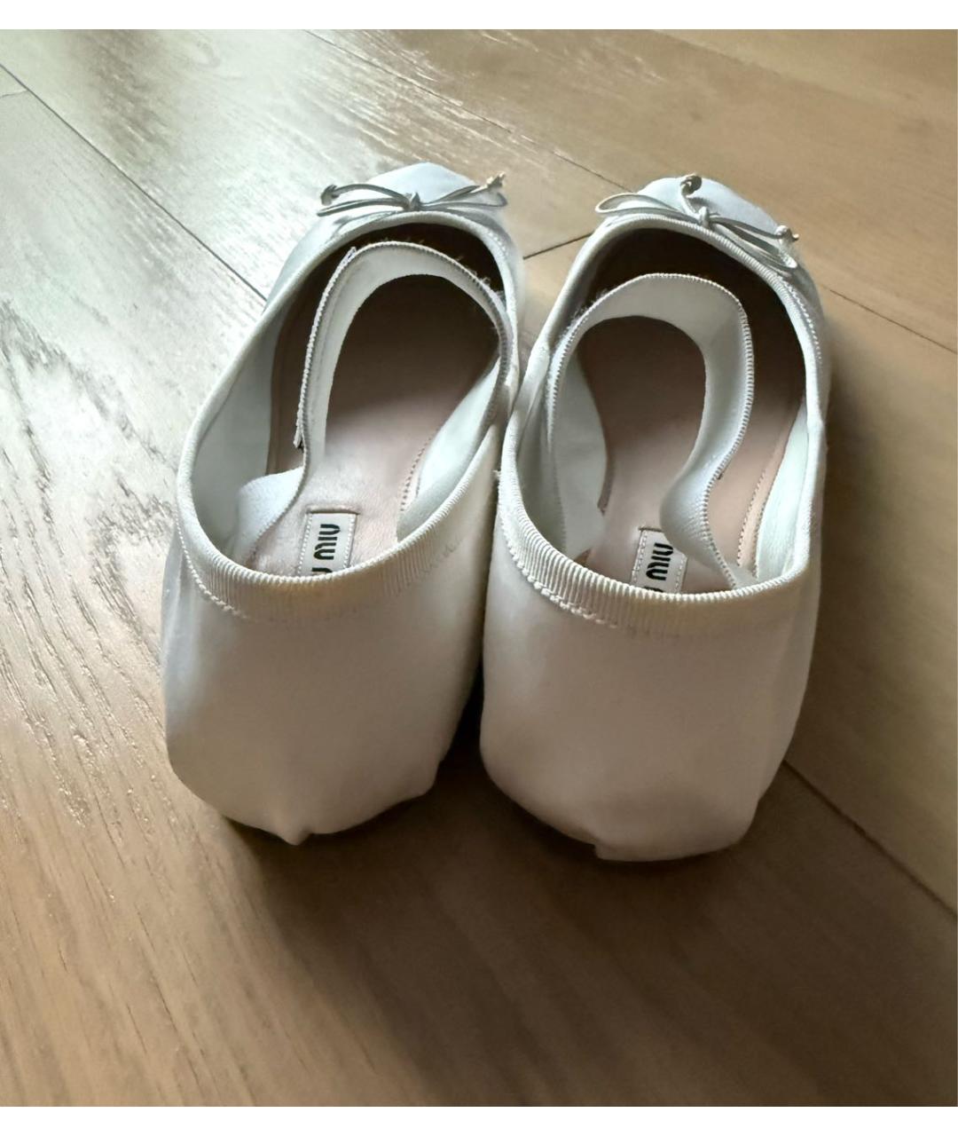 MIU MIU Белые текстильные балетки, фото 4
