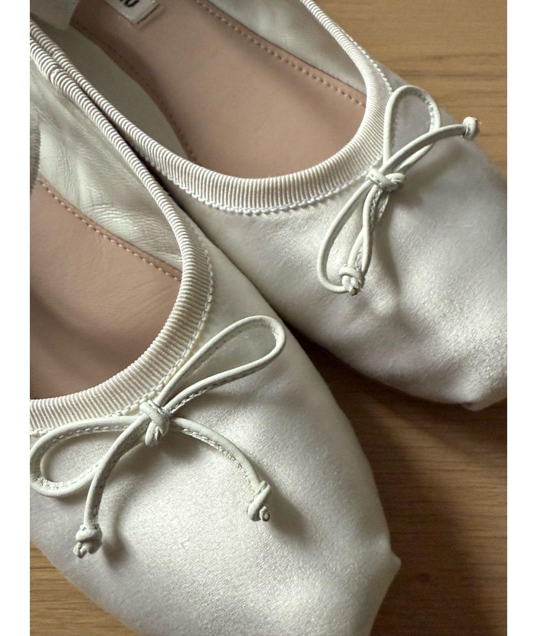 MIU MIU Белые текстильные балетки, фото 6