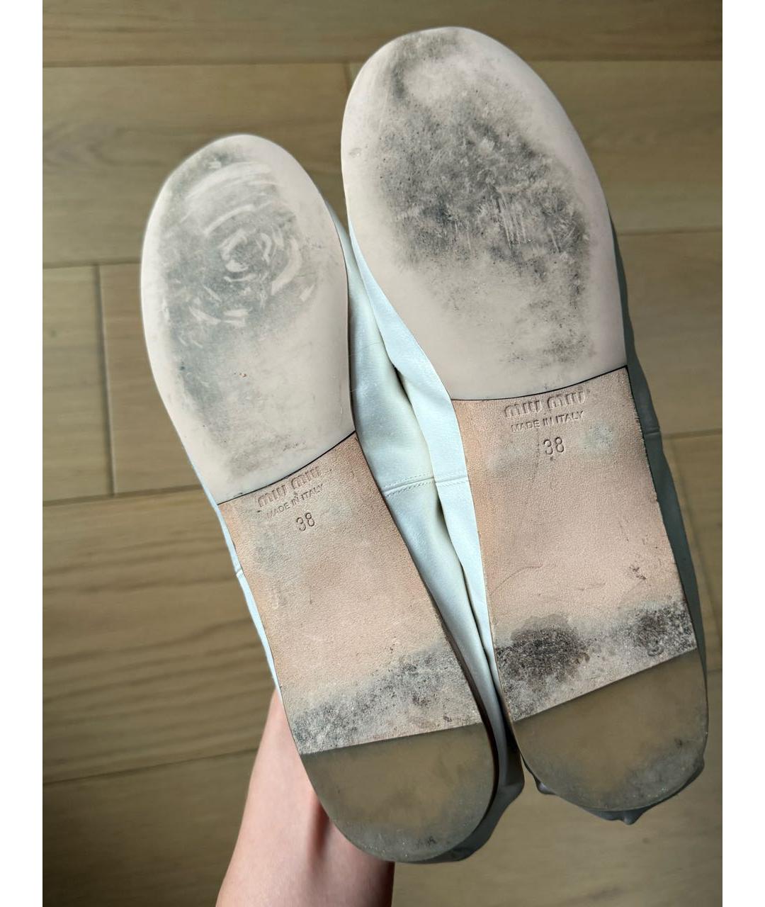 MIU MIU Белые текстильные балетки, фото 8