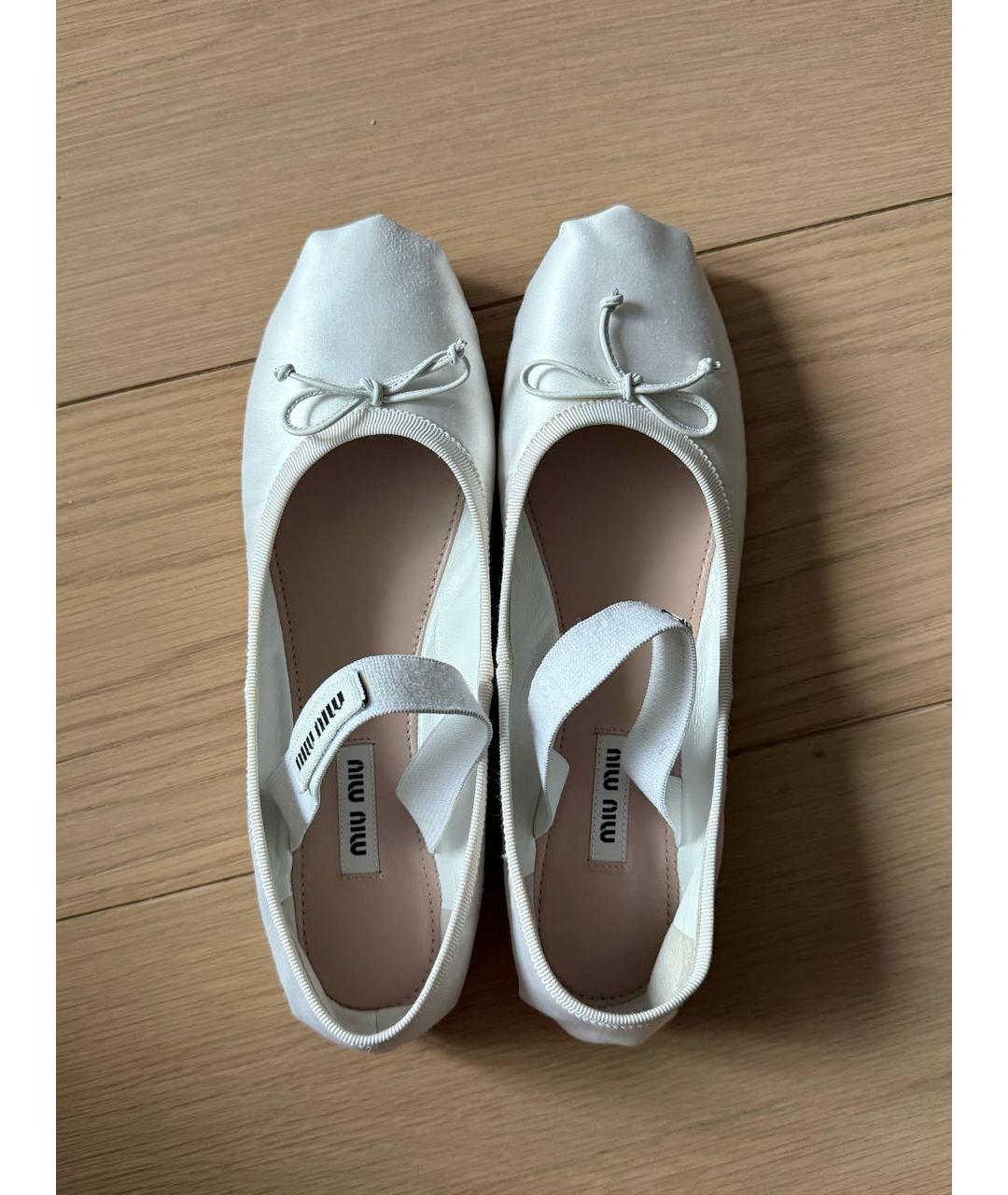 MIU MIU Белые текстильные балетки, фото 3