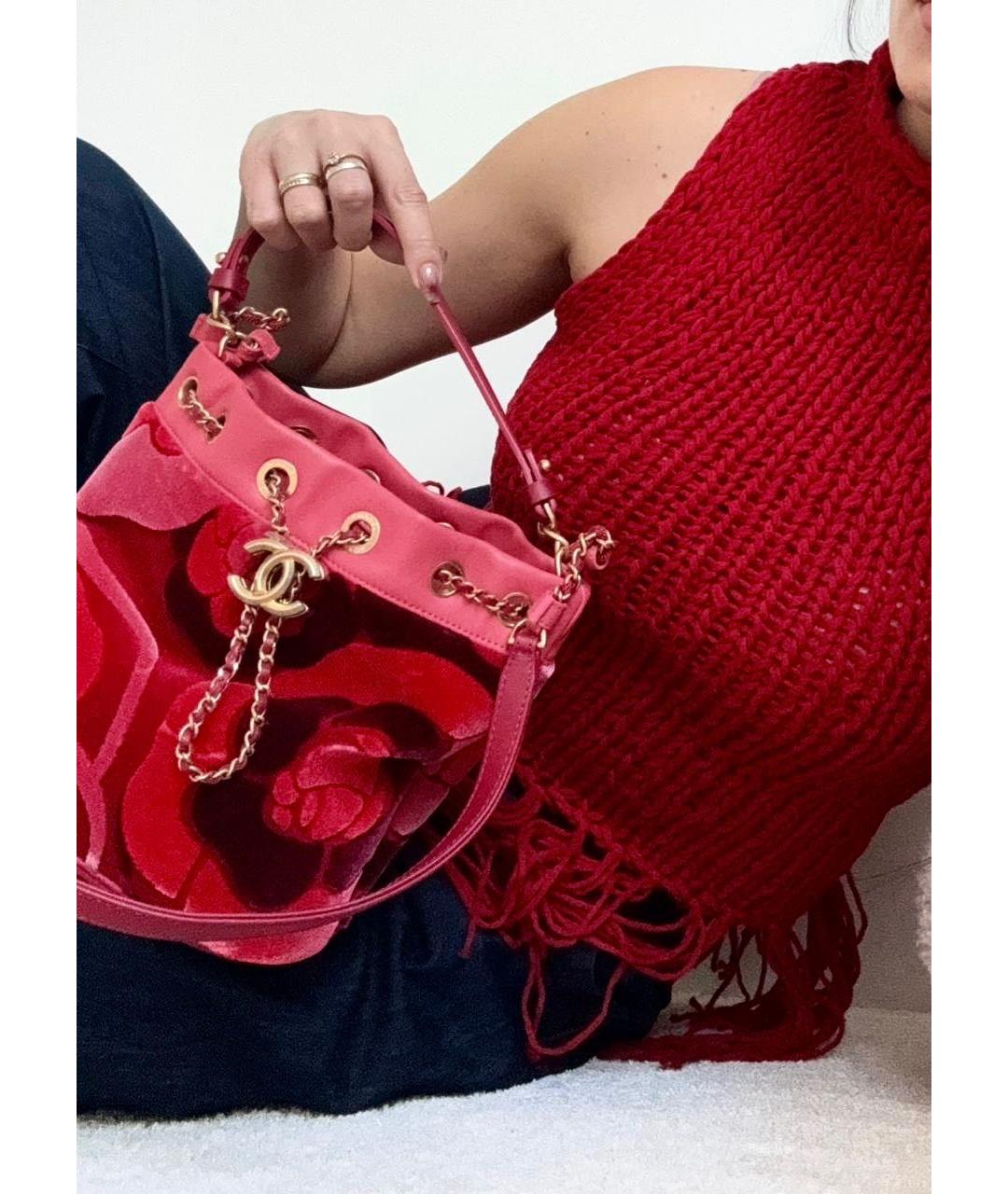 CHANEL Коралловая бархатная сумка через плечо, фото 3