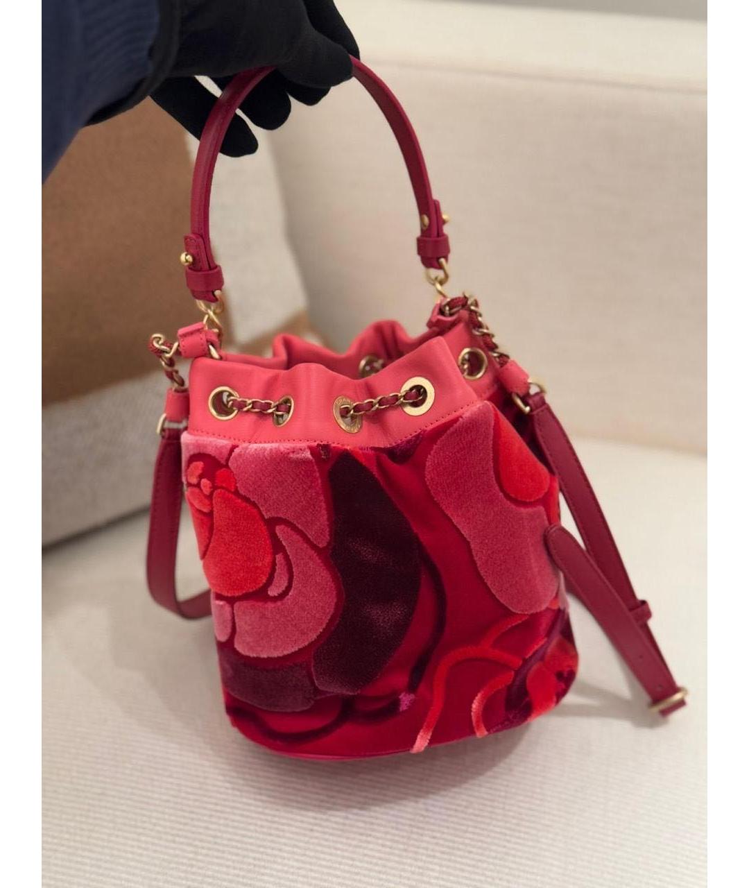 CHANEL Коралловая бархатная сумка через плечо, фото 2