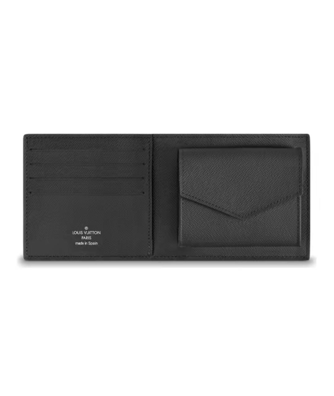 LOUIS VUITTON Черный кожаный кошелек, фото 2