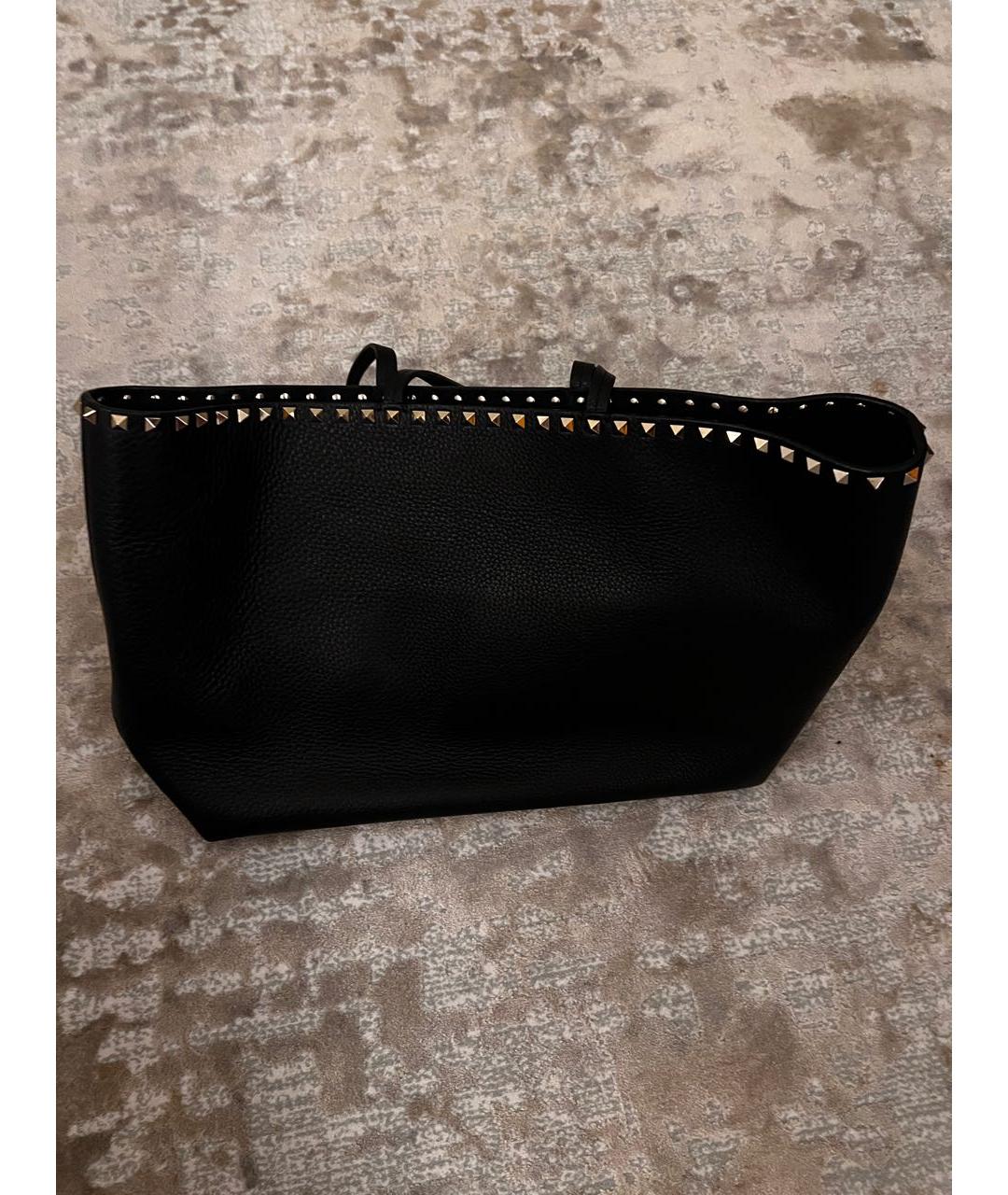 VALENTINO Черная кожаная сумка тоут, фото 5