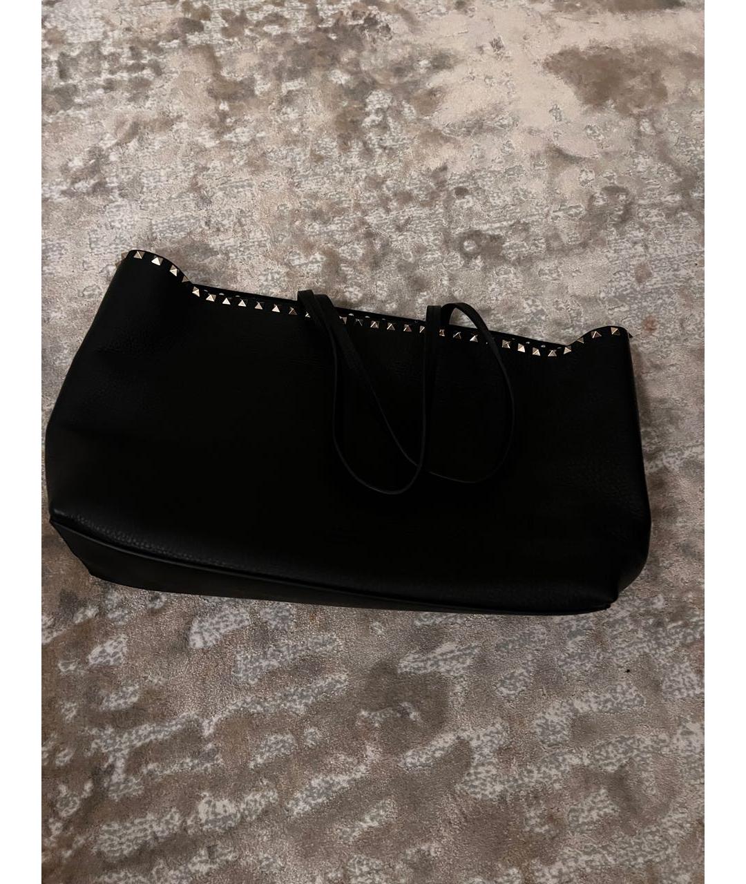 VALENTINO Черная кожаная сумка тоут, фото 2