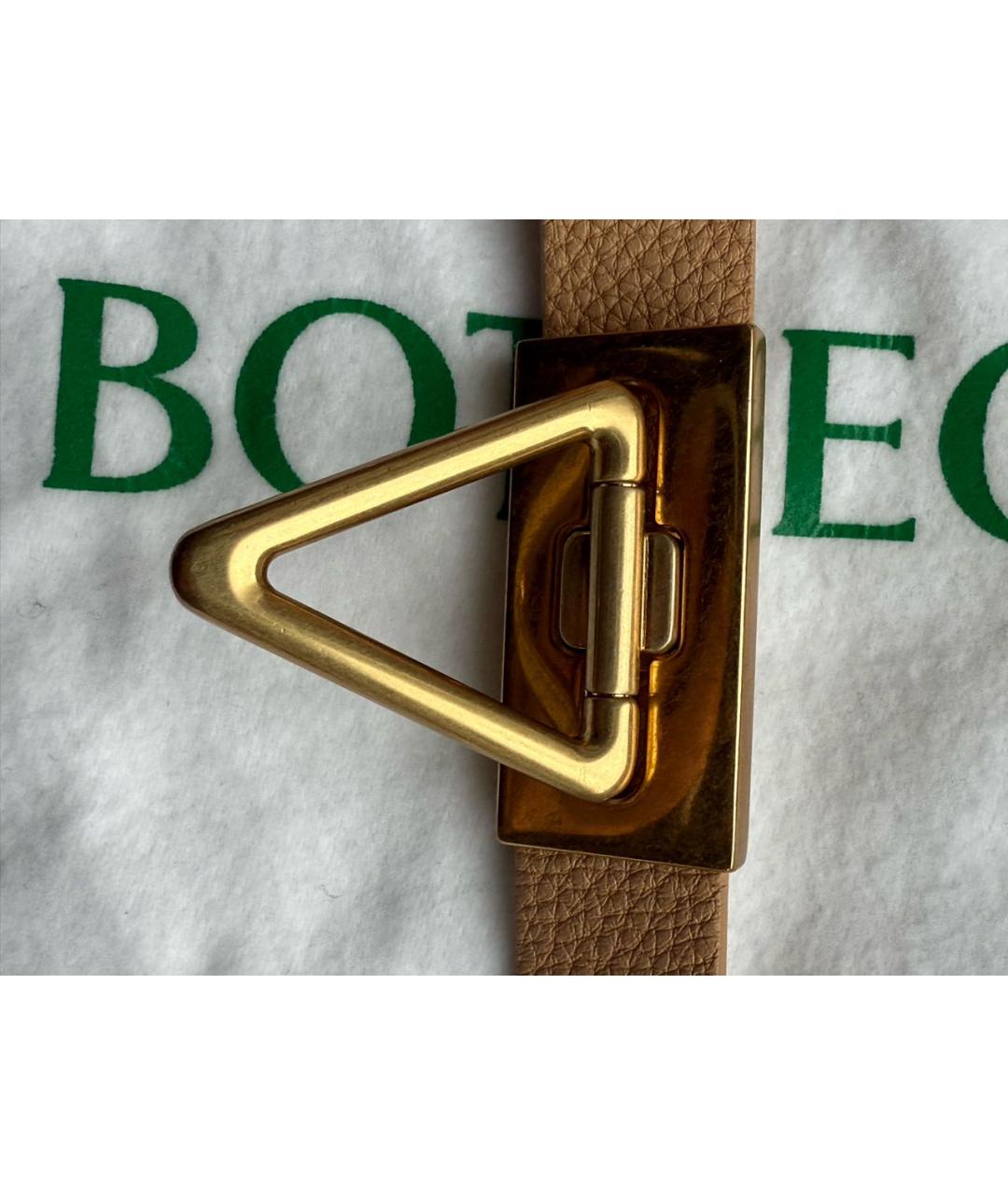BOTTEGA VENETA Бежевый кожаный ремень, фото 3