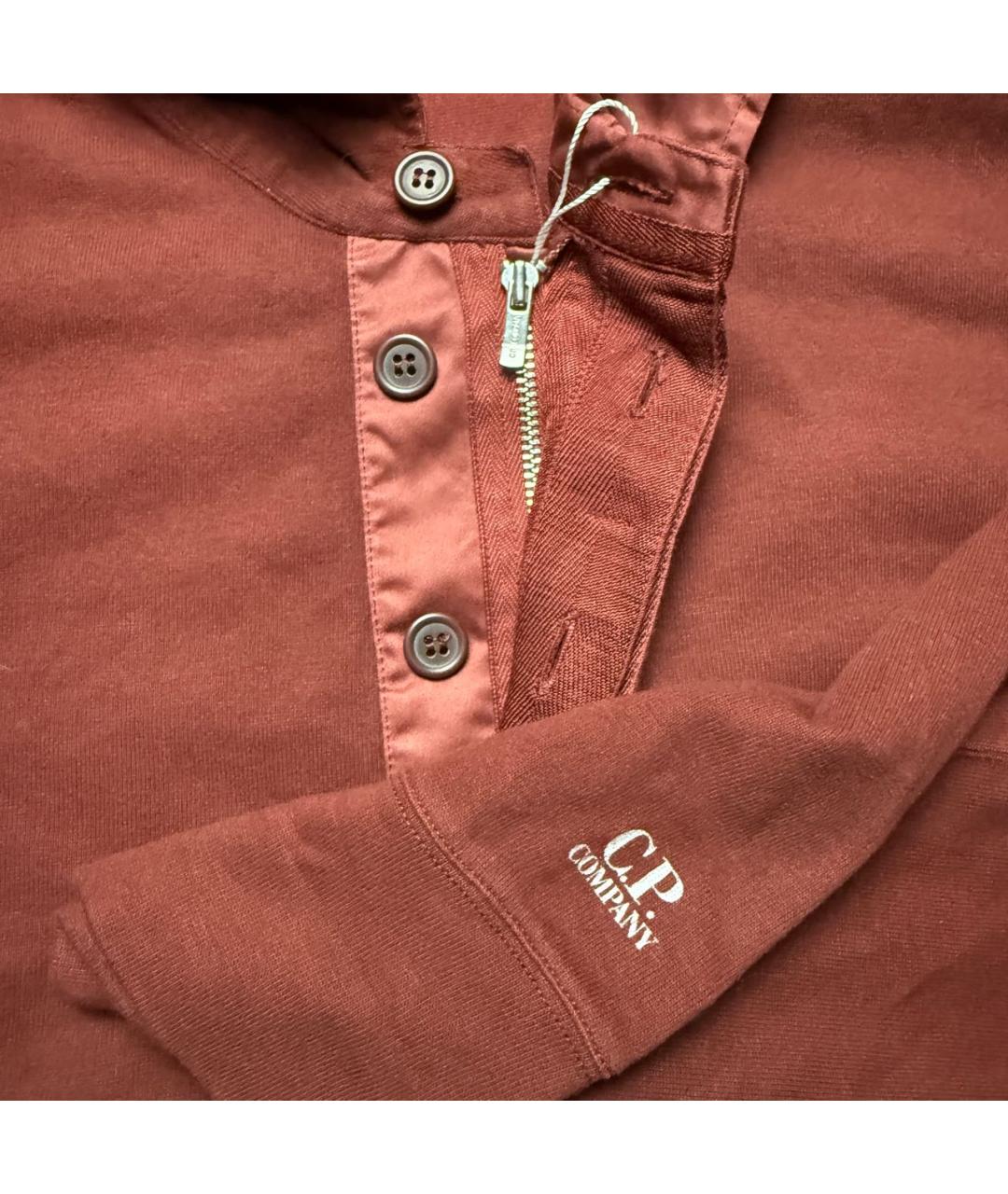 CP COMPANY Бордовое хлопковое поло с длинным рукавом, фото 2