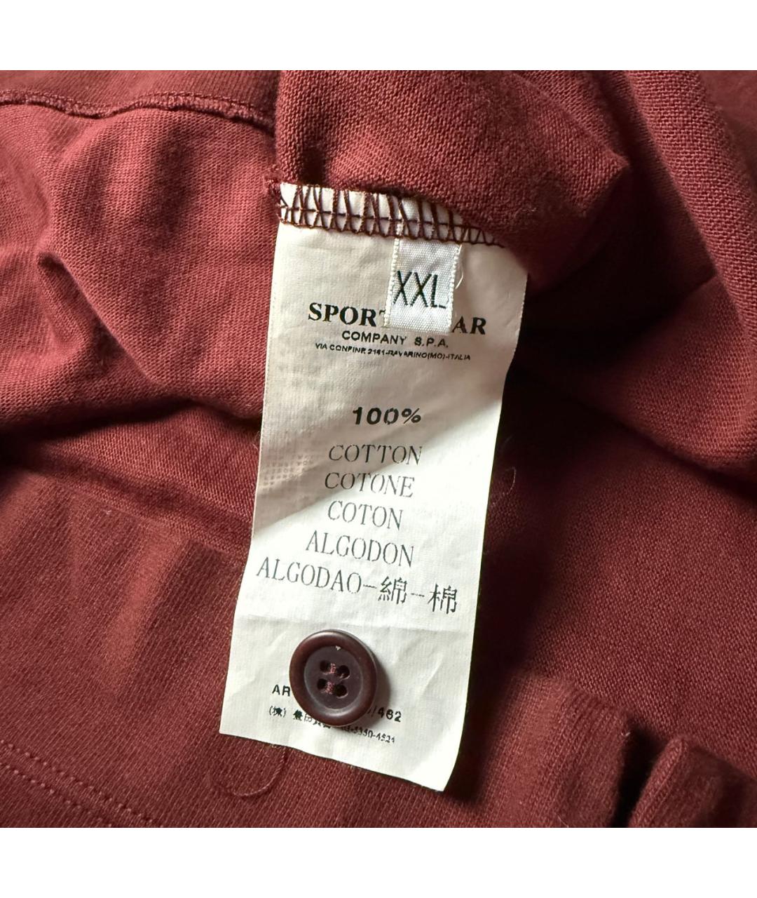 CP COMPANY Бордовое хлопковое поло с длинным рукавом, фото 4