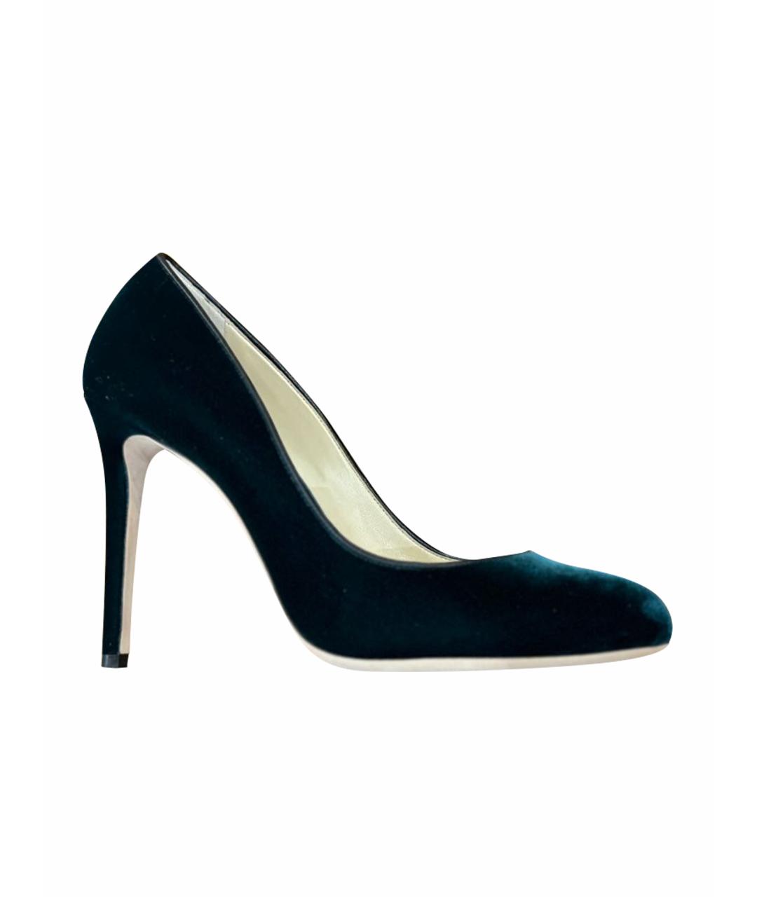 JIMMY CHOO Зеленые бархатные туфли, фото 1