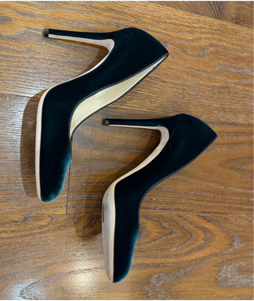 JIMMY CHOO Зеленые бархатные туфли, фото 4
