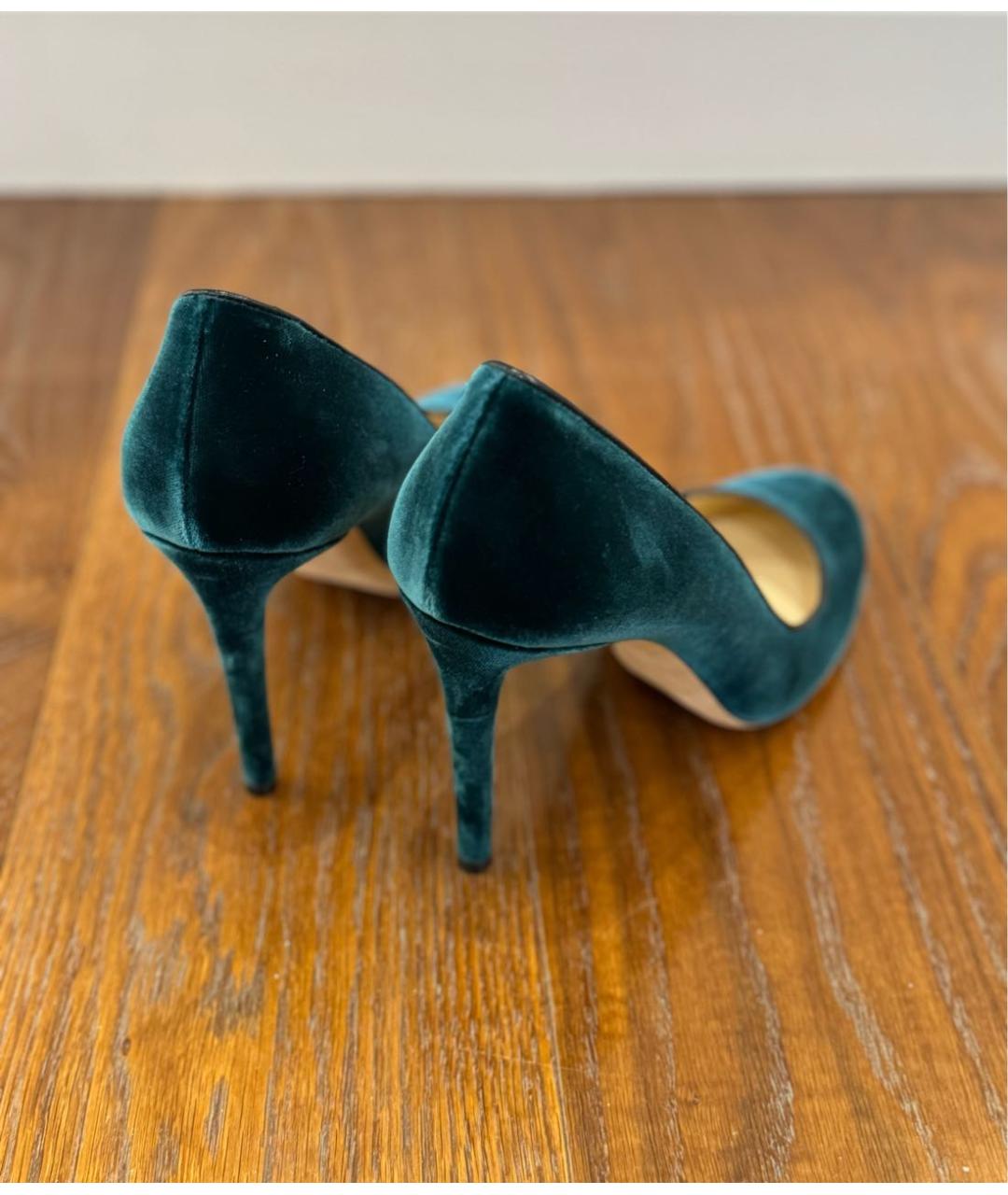 JIMMY CHOO Зеленые бархатные туфли, фото 3