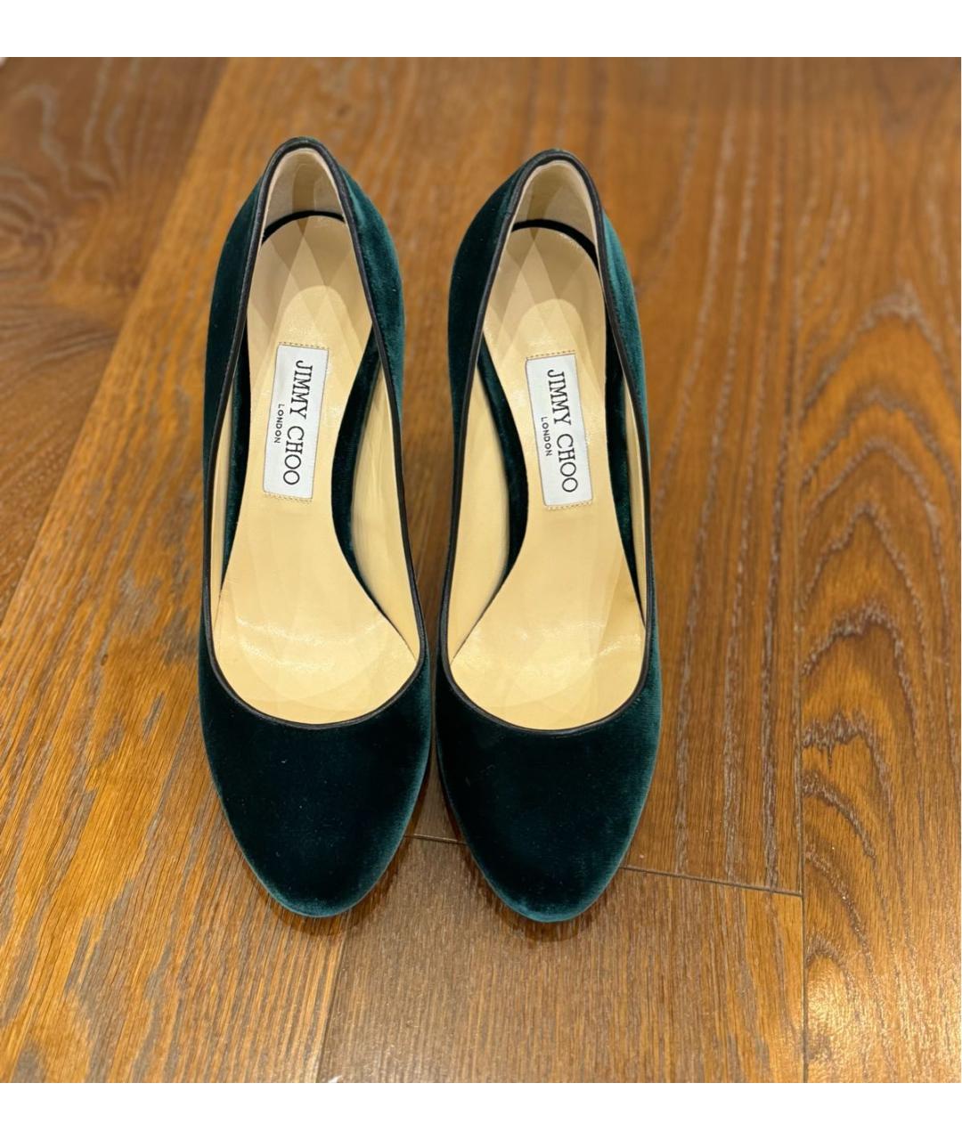 JIMMY CHOO Зеленые бархатные туфли, фото 2