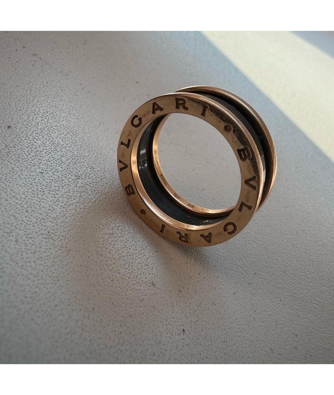 BVLGARI Черное кольцо из розового золота, фото 2