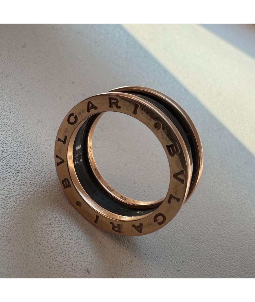 BVLGARI Черное кольцо из розового золота, фото 5