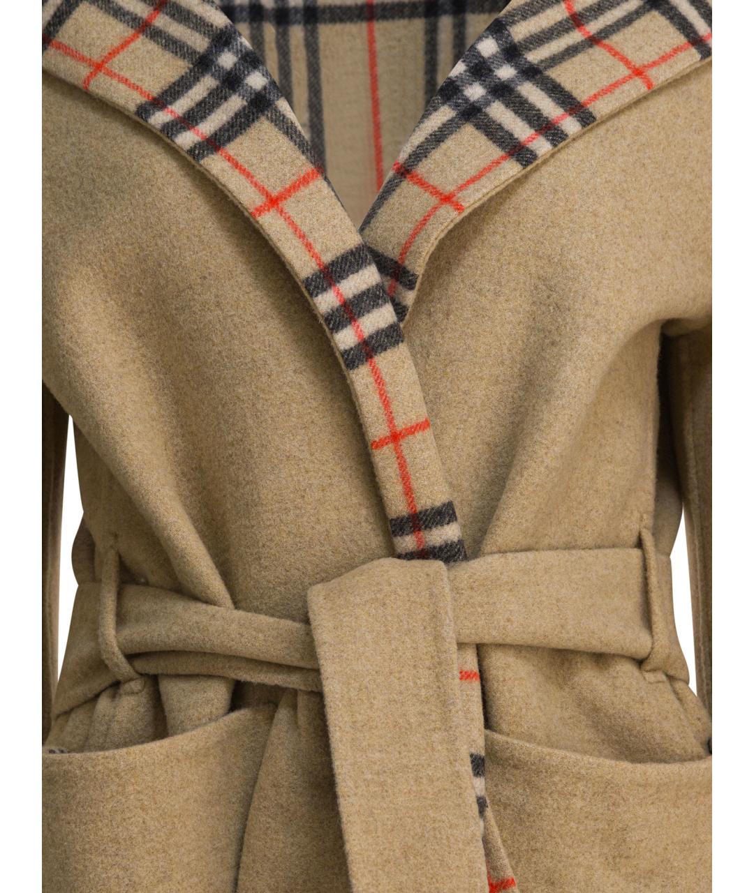BURBERRY Бежевое шерстяное пальто, фото 5