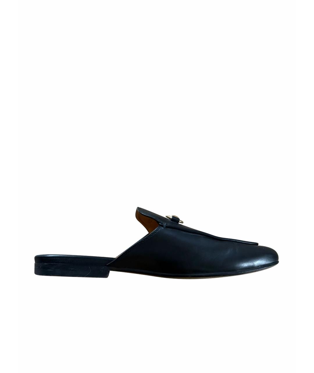 GUCCI Черные кожаные мюли, фото 1