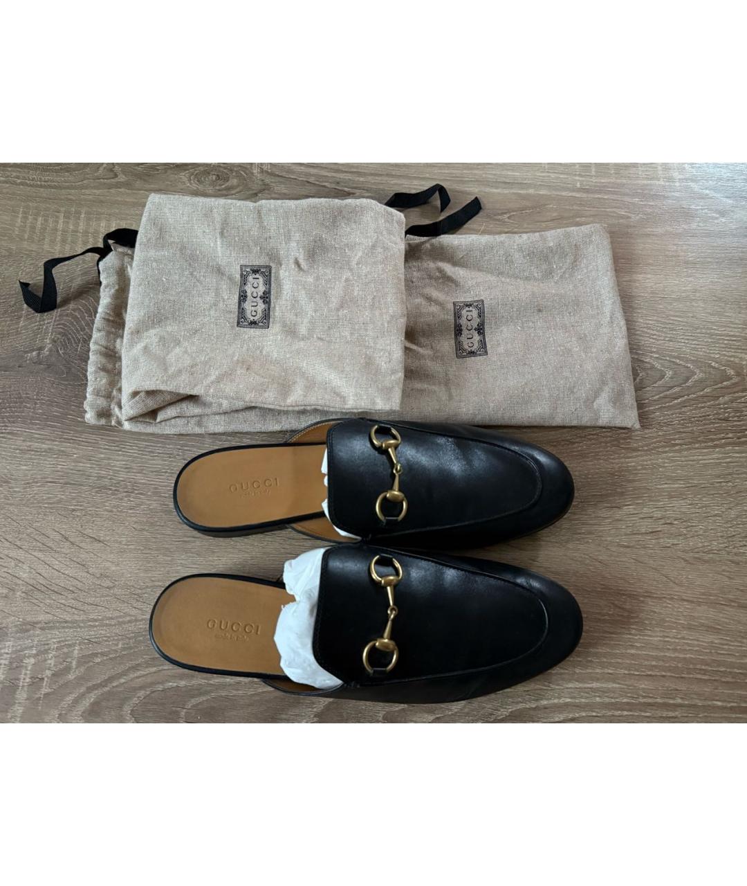 GUCCI Черные кожаные мюли, фото 5
