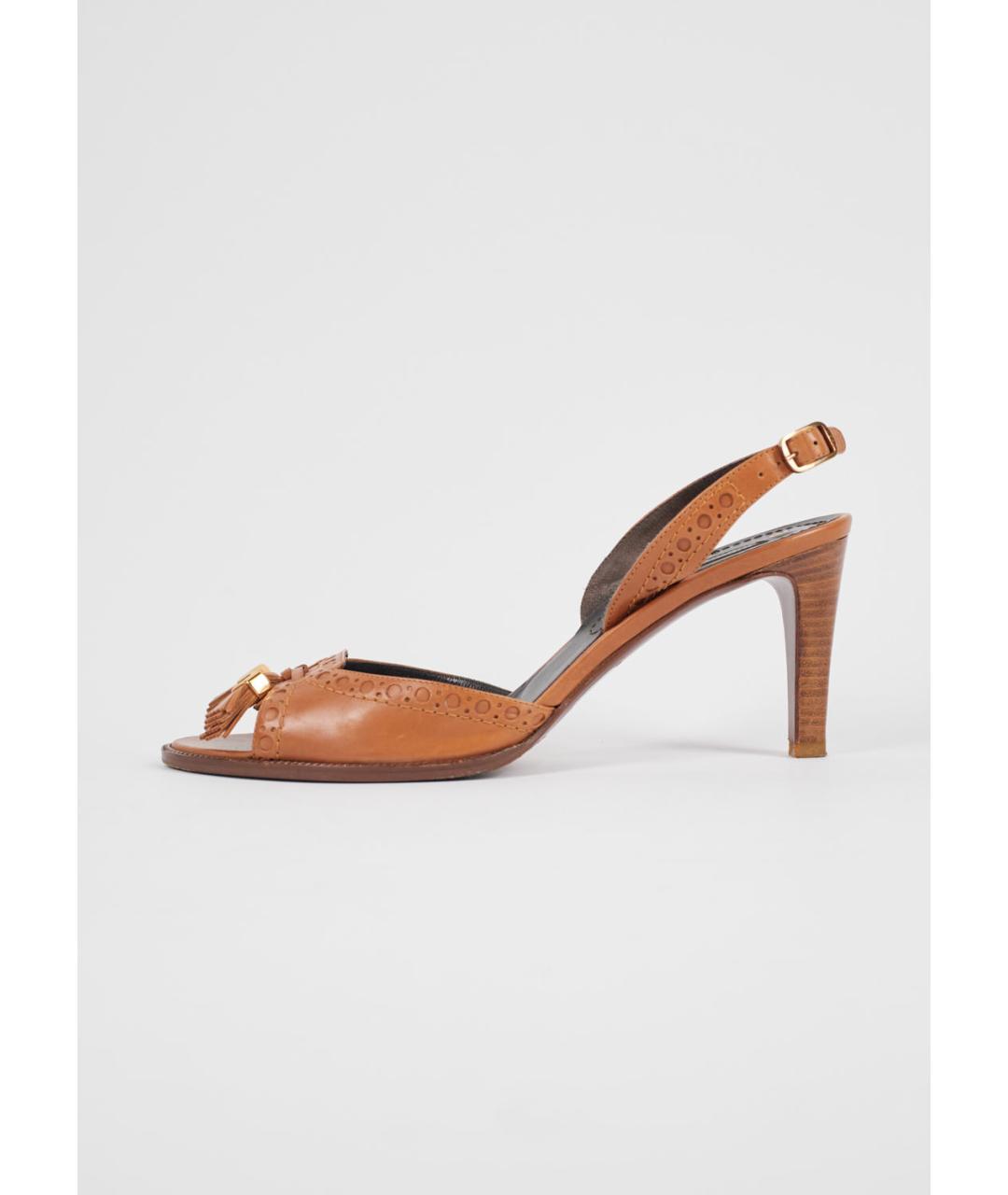 CELINE Коричневые кожаные босоножки, фото 7