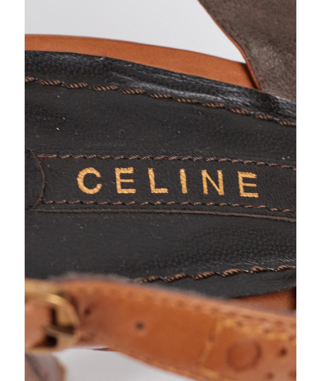 CELINE Коричневые кожаные босоножки, фото 5
