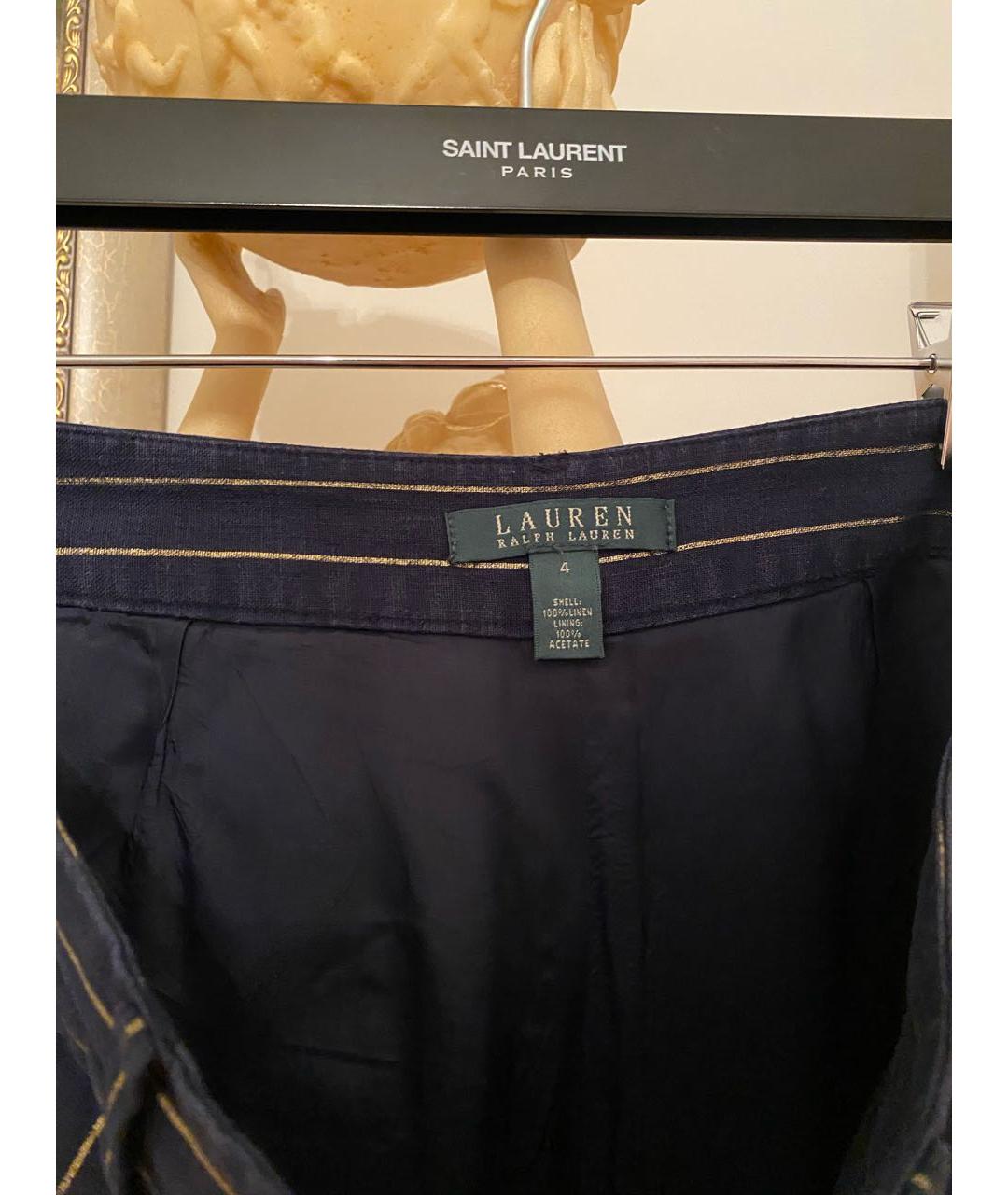 RALPH LAUREN Темно-синие льняные шорты, фото 3