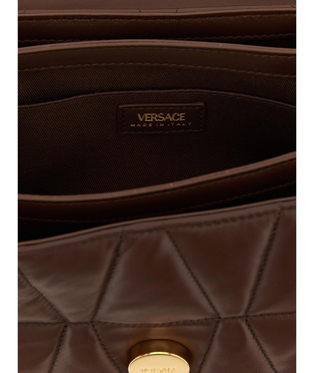 VERSACE Коричневая кожаная сумка через плечо, фото 4