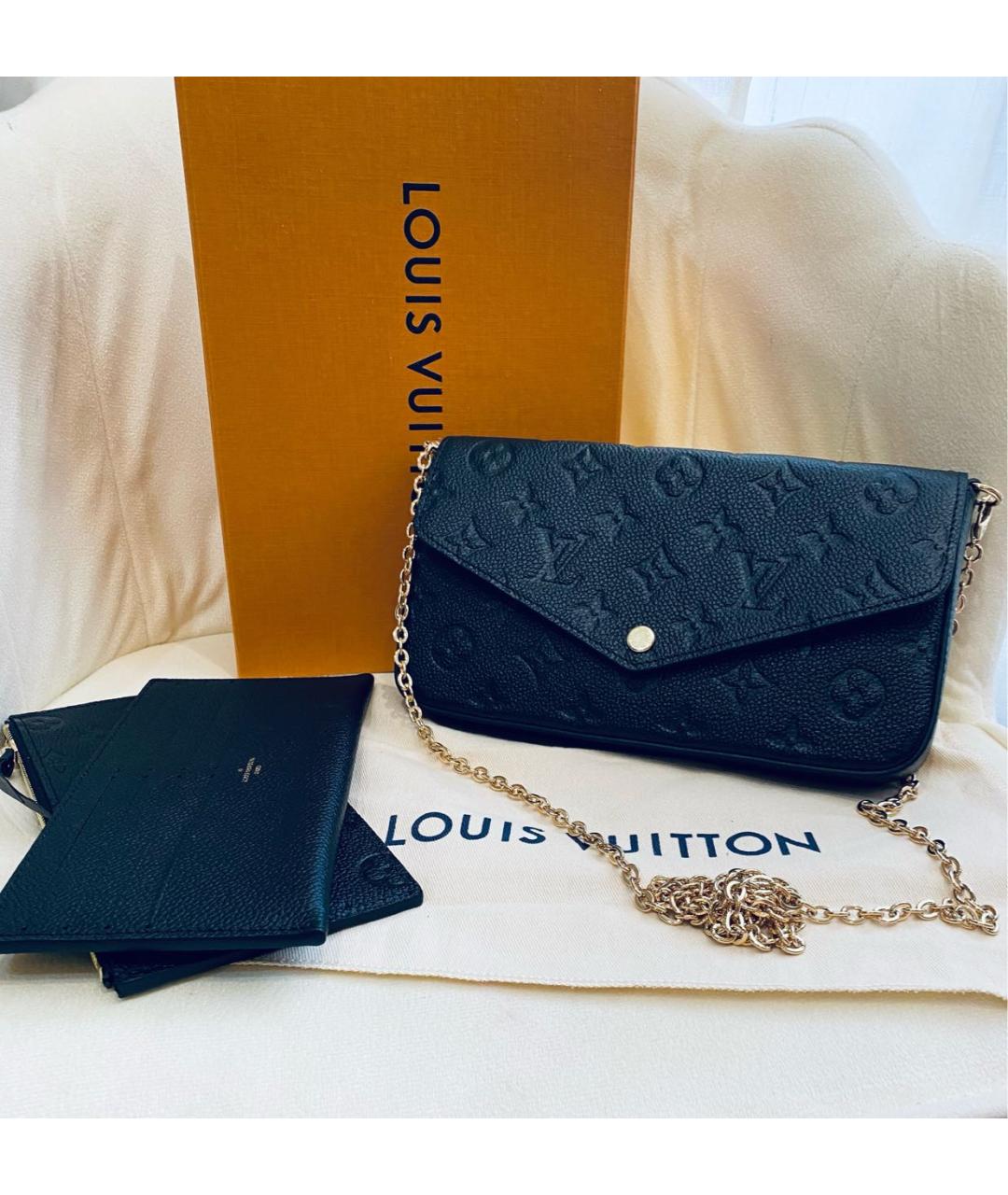 LOUIS VUITTON Черная кожаная сумка через плечо, фото 6