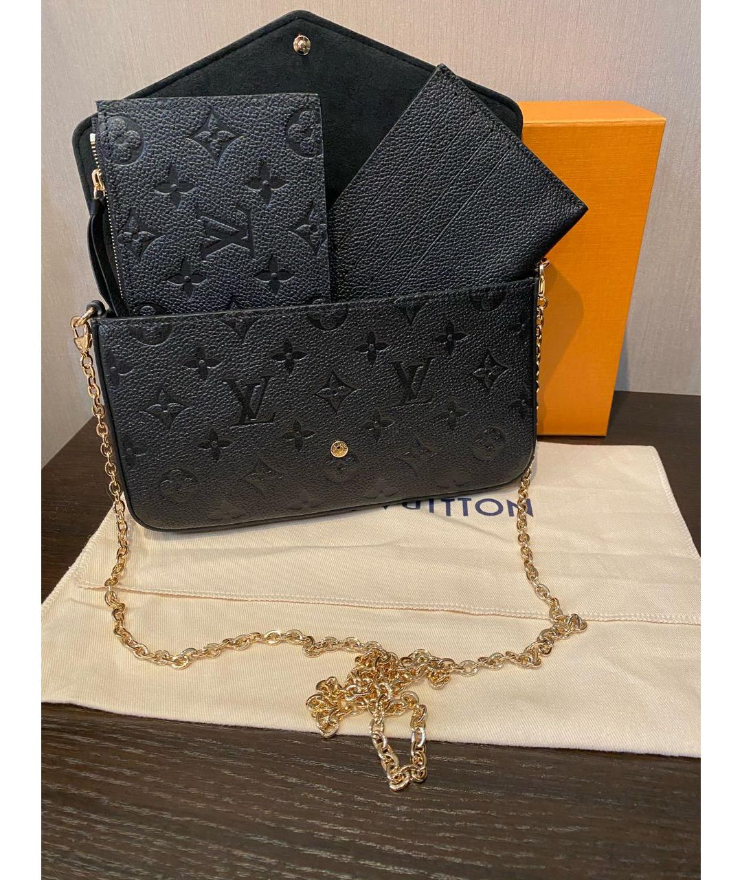 LOUIS VUITTON Черная кожаная сумка через плечо, фото 4