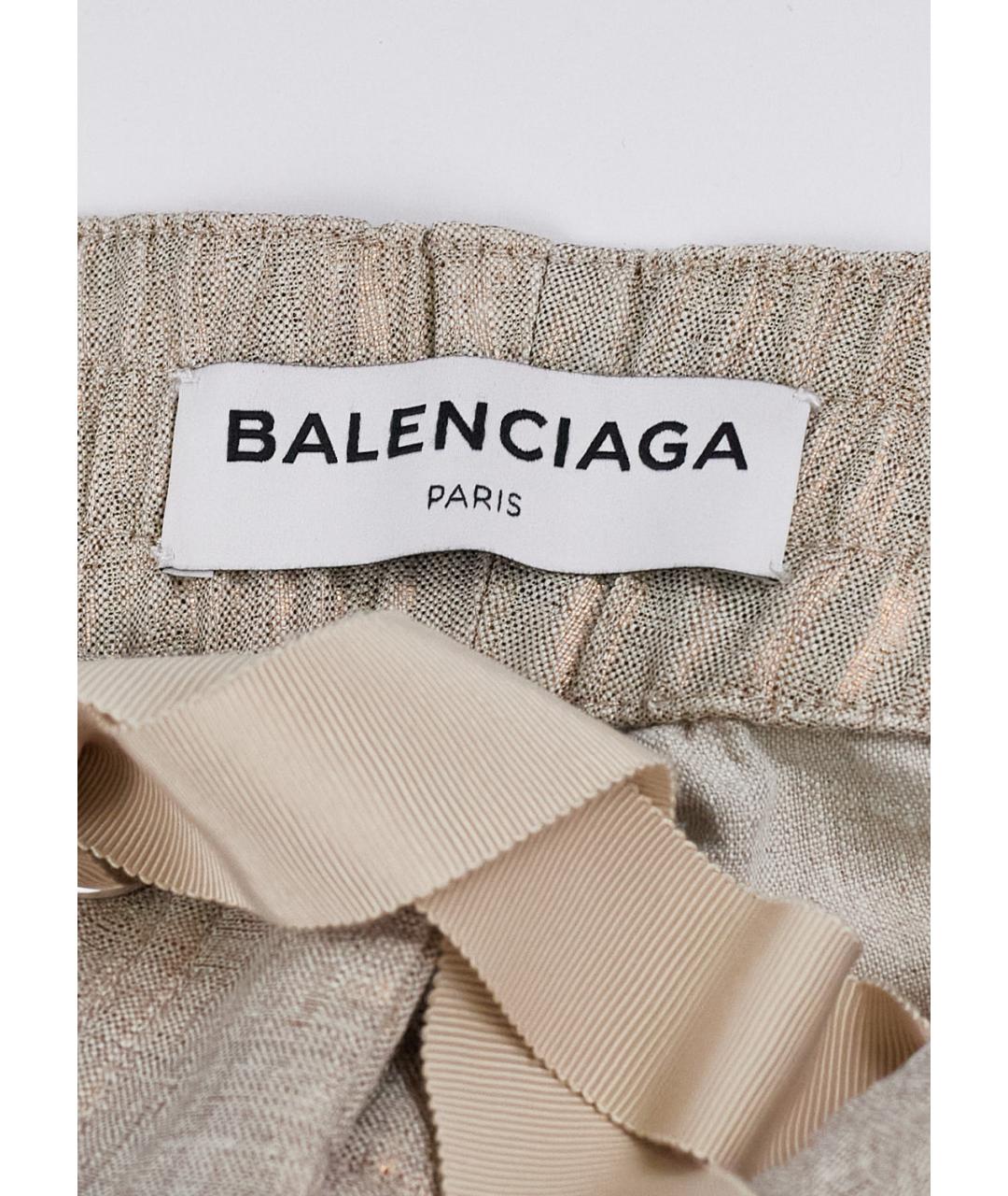 BALENCIAGA Золотые вискозные прямые брюки, фото 3