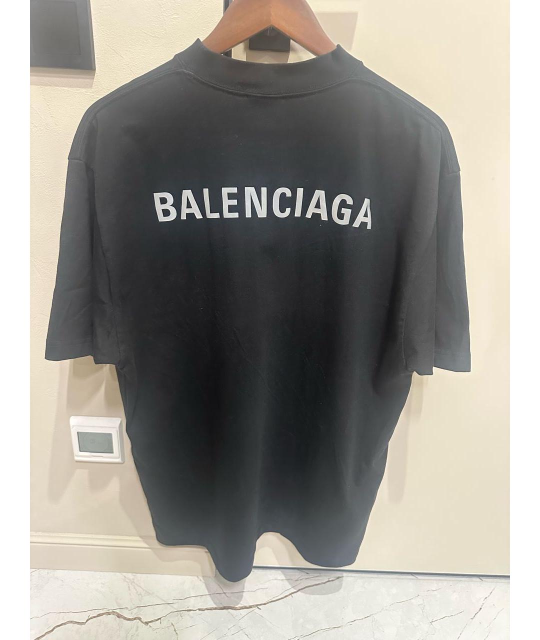BALENCIAGA Черная хлопковая футболка, фото 2
