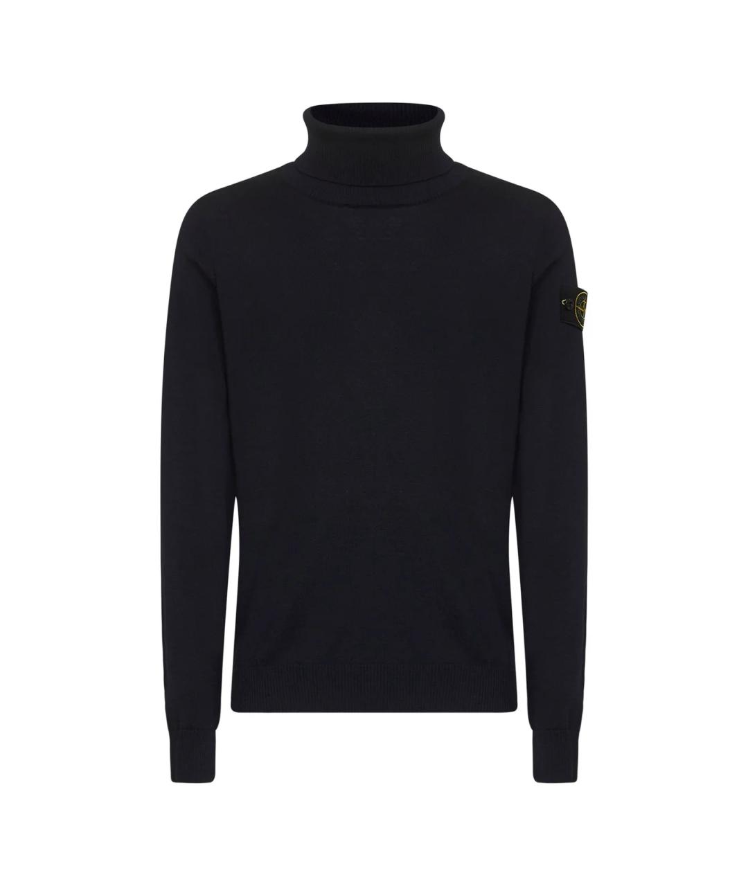 STONE ISLAND Темно-синяя шерстяная водолазка, фото 1
