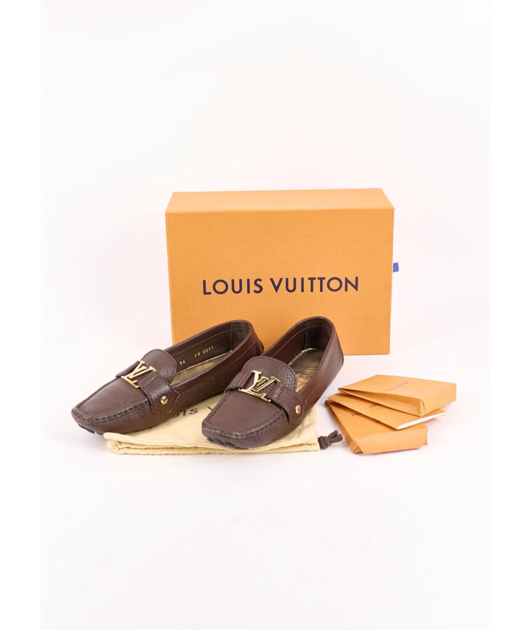 LOUIS VUITTON Коричневые кожаные мокасины, фото 6