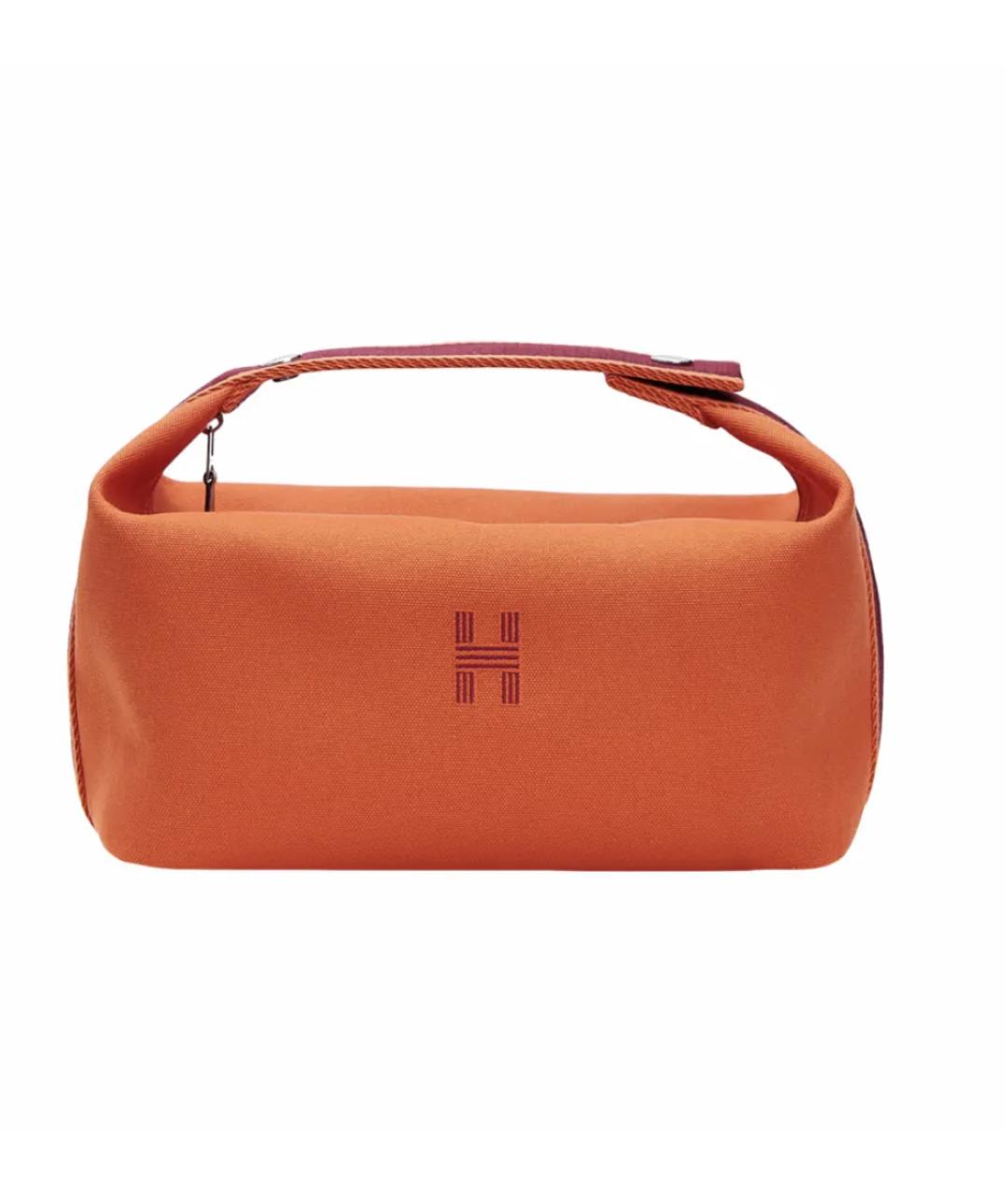 HERMES Оранжевая хлопковая косметичка, фото 4