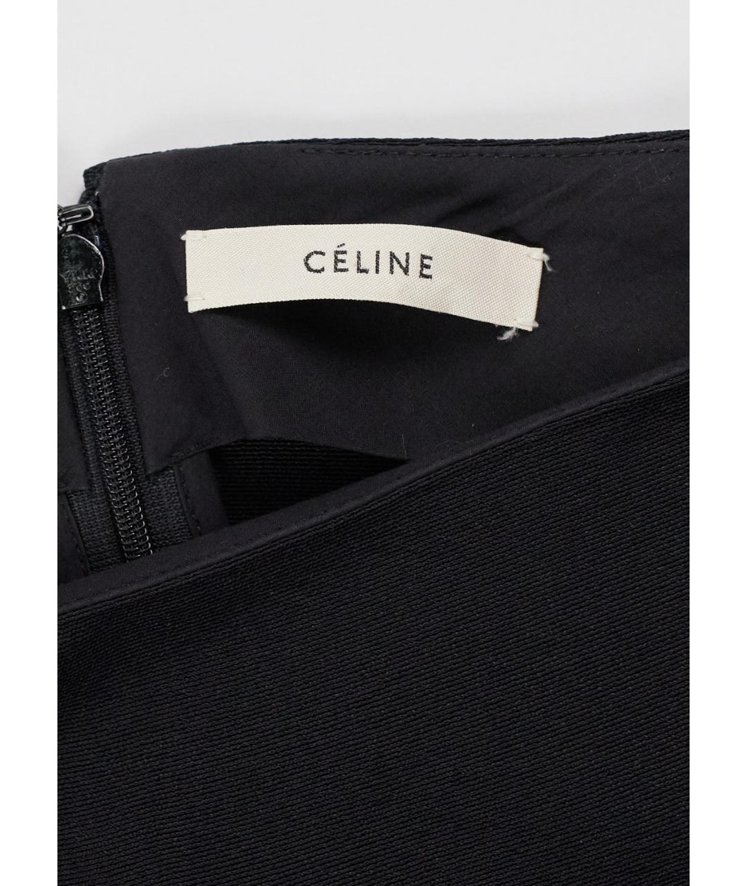CELINE Черная шелковая юбка миди, фото 4