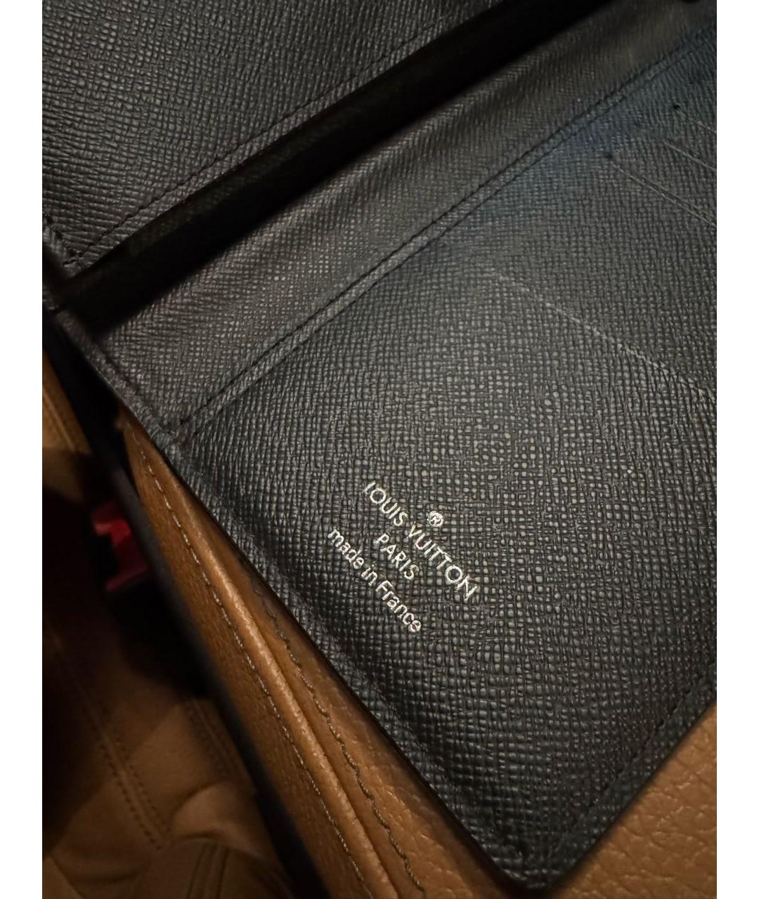 LOUIS VUITTON Черный кожаный кошелек, фото 3