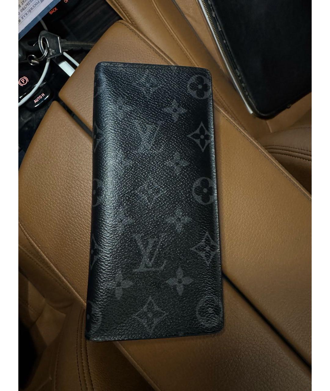LOUIS VUITTON Черный кожаный кошелек, фото 5