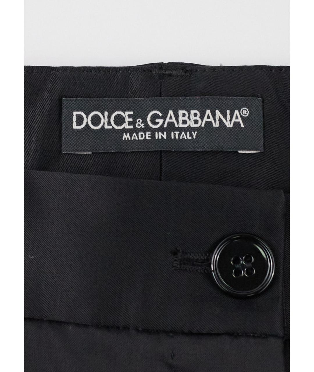 DOLCE&GABBANA Черные шерстяные прямые брюки, фото 3