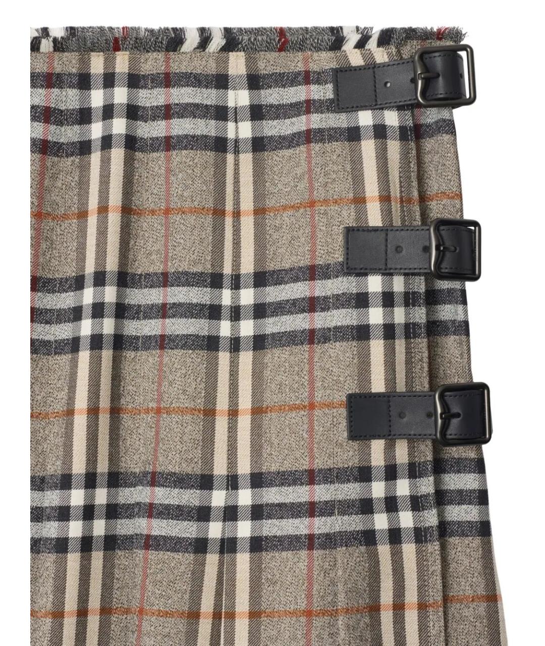 BURBERRY Мульти шерстяная юбка миди, фото 3