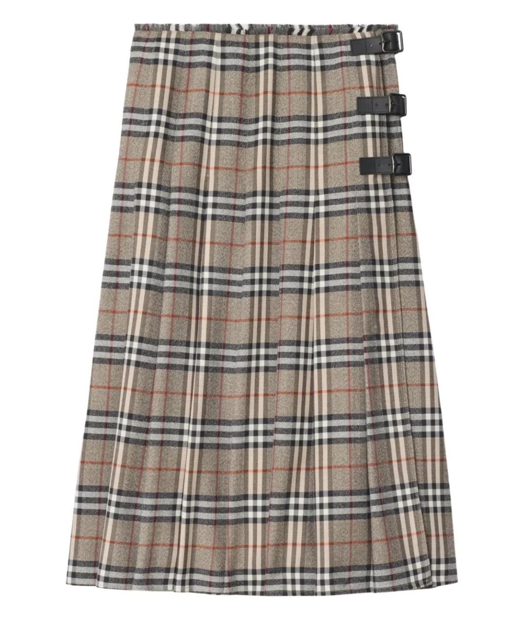 BURBERRY Мульти шерстяная юбка миди, фото 1