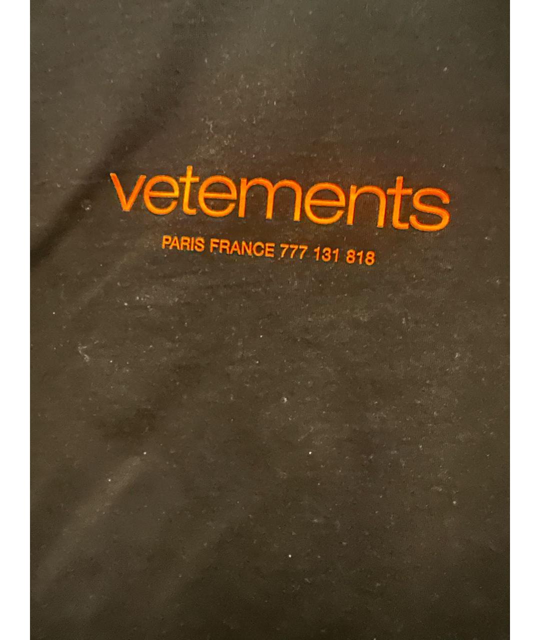 VETEMENTS Черная хлопковая футболка, фото 4