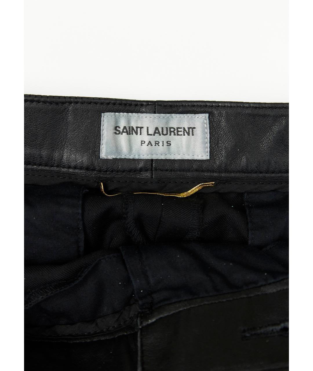 SAINT LAURENT Черные шерстяные прямые брюки, фото 3