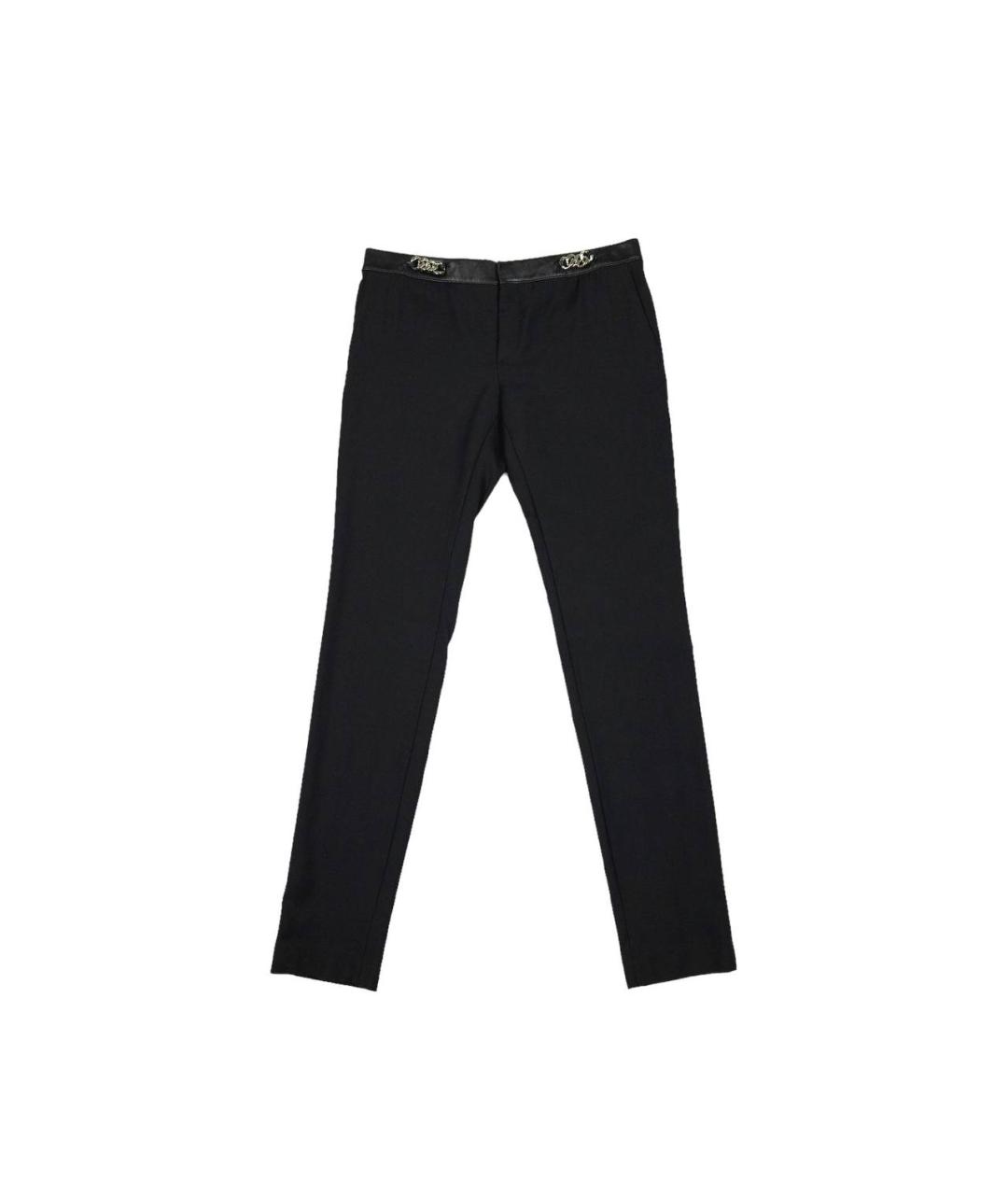 SAINT LAURENT Черные шерстяные прямые брюки, фото 1