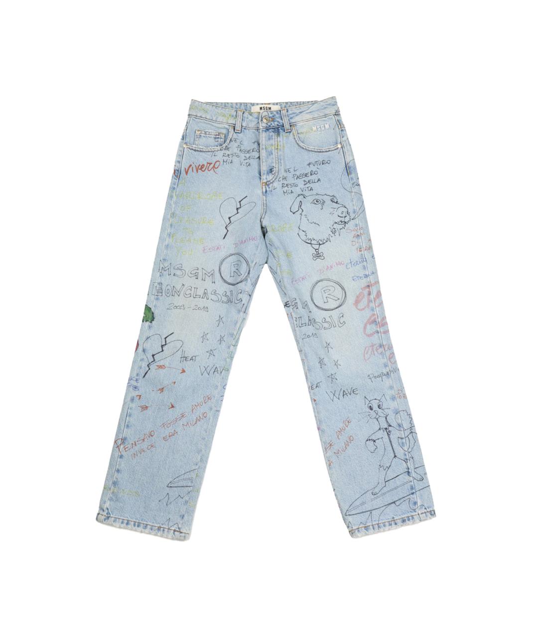 MSGM Голубые хлопковые прямые джинсы, фото 1