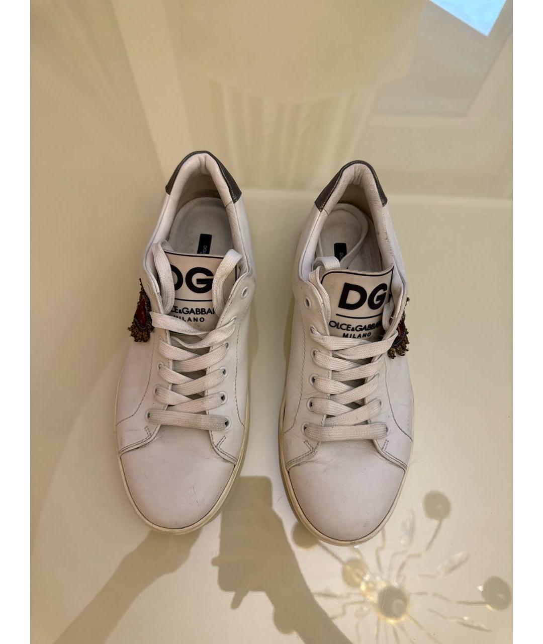 DOLCE&GABBANA Белые кожаные низкие кроссовки / кеды, фото 3