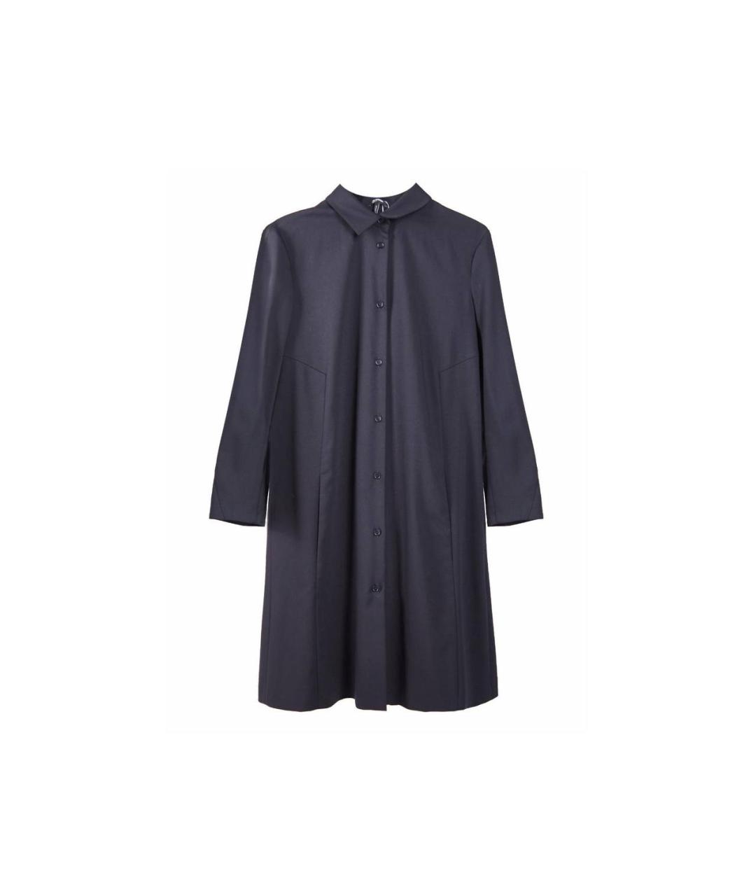 JIL SANDER Синее шерстяное повседневное платье, фото 1