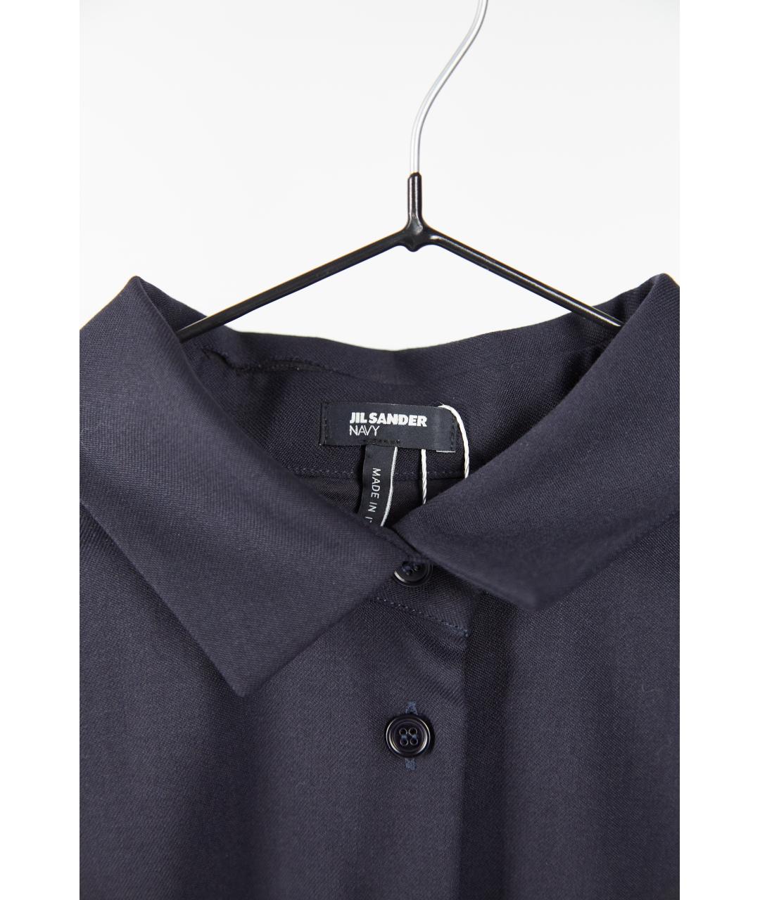 JIL SANDER Синее шерстяное повседневное платье, фото 4