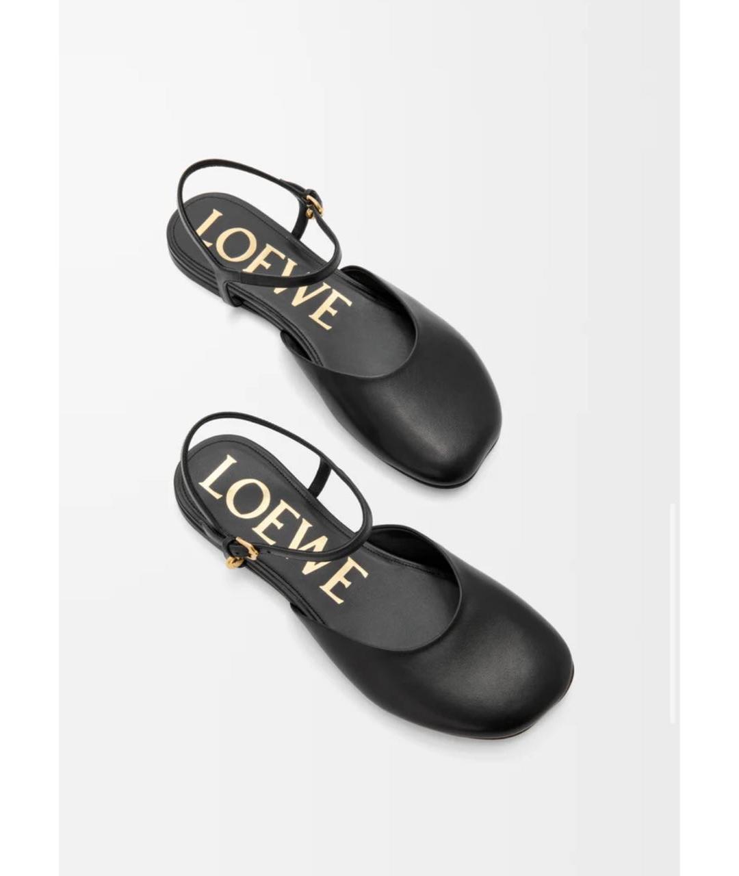 LOEWE Черные кожаные босоножки, фото 3