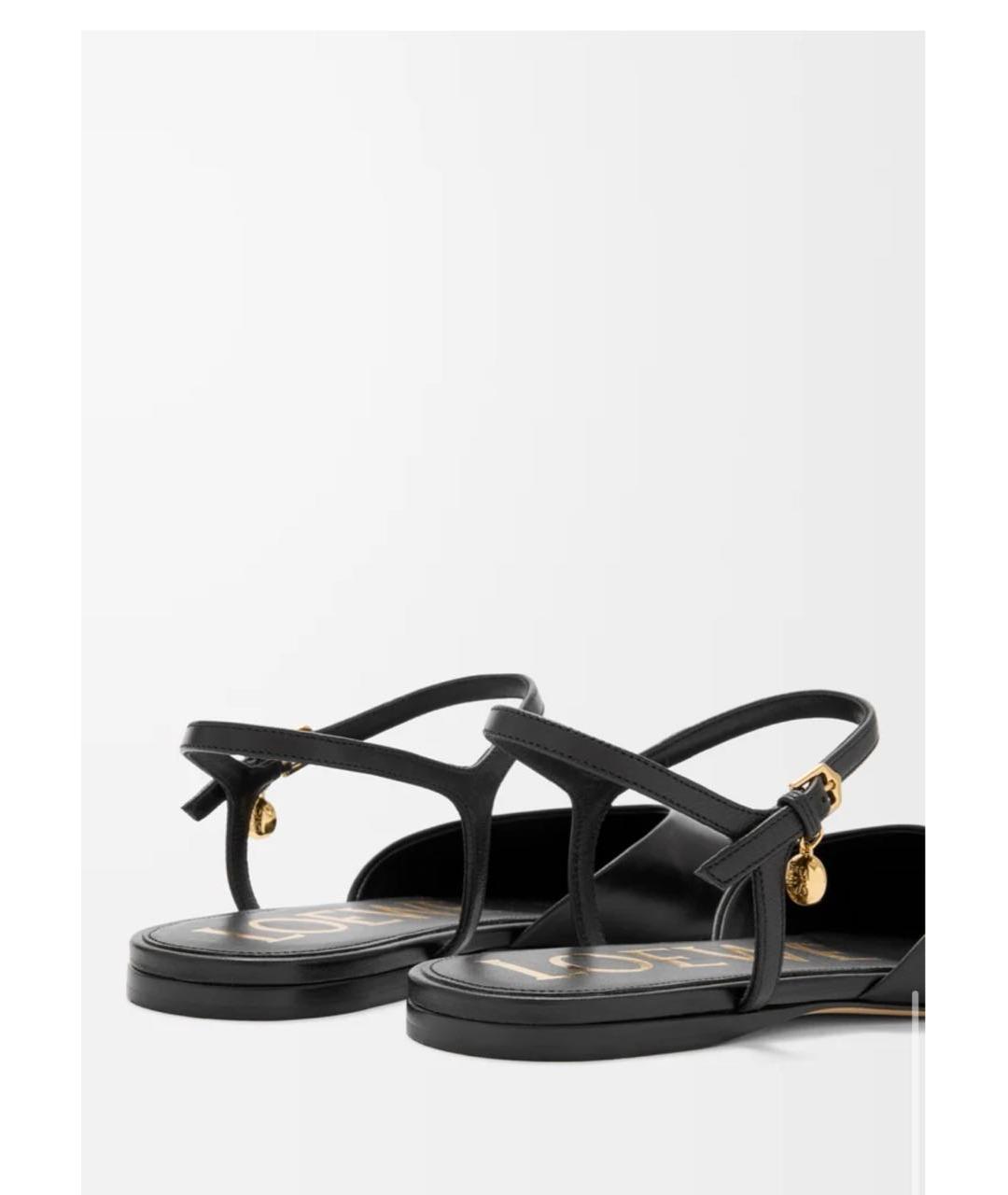 LOEWE Черные кожаные босоножки, фото 4